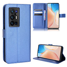 Leather Case Stands Flip Cover Holder BY1 for Vivo X70 Pro+ Plus 5G Blue