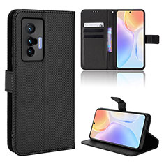 Leather Case Stands Flip Cover Holder BY1 for Vivo X70t Black