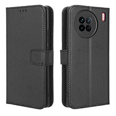 Leather Case Stands Flip Cover Holder BY1 for Vivo X90 5G Black