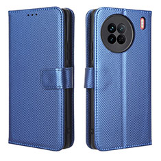 Leather Case Stands Flip Cover Holder BY1 for Vivo X90 5G Blue
