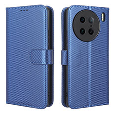 Leather Case Stands Flip Cover Holder BY1 for Vivo X90 Pro 5G Blue
