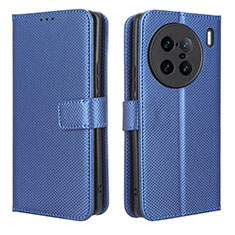 Leather Case Stands Flip Cover Holder BY1 for Vivo X90 Pro+ Plus 5G Blue