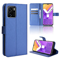 Leather Case Stands Flip Cover Holder BY1 for Vivo Y01 Blue