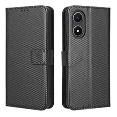 Leather Case Stands Flip Cover Holder BY1 for Vivo Y02S Black