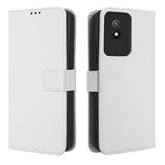 Leather Case Stands Flip Cover Holder BY1 for Vivo Y11 (2023) White