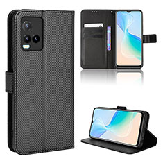 Leather Case Stands Flip Cover Holder BY1 for Vivo Y21 Black