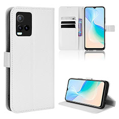 Leather Case Stands Flip Cover Holder BY1 for Vivo Y21a White