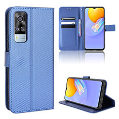 Leather Case Stands Flip Cover Holder BY1 for Vivo Y31 (2021) Blue