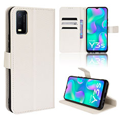 Leather Case Stands Flip Cover Holder BY1 for Vivo Y3s (2021) White