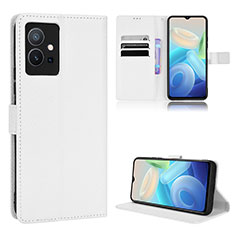 Leather Case Stands Flip Cover Holder BY1 for Vivo Y55 5G White