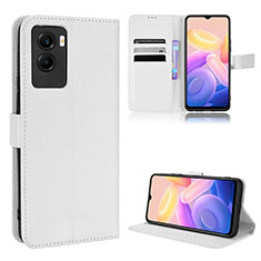 Leather Case Stands Flip Cover Holder BY1 for Vivo Y72t White