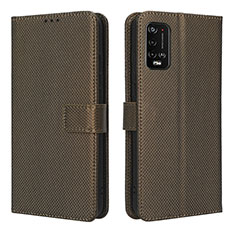 Leather Case Stands Flip Cover Holder BY1 for Wiko Power U10 Brown