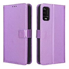 Leather Case Stands Flip Cover Holder BY1 for Wiko Power U10 Purple