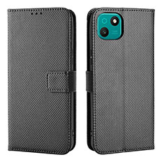 Leather Case Stands Flip Cover Holder BY1 for Wiko T10 Black