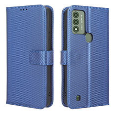 Leather Case Stands Flip Cover Holder BY1 for Wiko Voix Blue