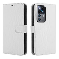 Leather Case Stands Flip Cover Holder BY1 for Xiaomi Mi 12T Pro 5G White