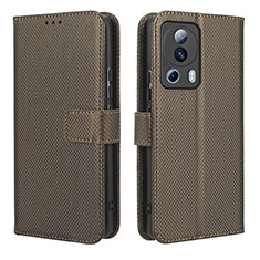 Leather Case Stands Flip Cover Holder BY1 for Xiaomi Mi 13 Lite 5G Brown