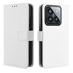 Leather Case Stands Flip Cover Holder BY1 for Xiaomi Mi 14 5G White