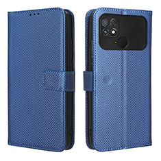 Leather Case Stands Flip Cover Holder BY1 for Xiaomi Poco C40 Blue