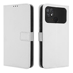 Leather Case Stands Flip Cover Holder BY1 for Xiaomi Poco C40 White