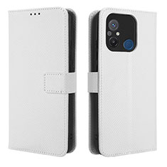 Leather Case Stands Flip Cover Holder BY1 for Xiaomi Poco C55 White