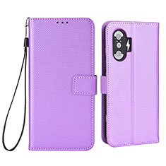 Leather Case Stands Flip Cover Holder BY1 for Xiaomi Poco F3 GT 5G Purple