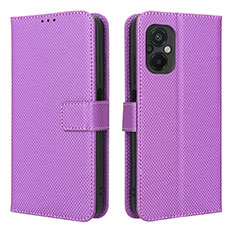 Leather Case Stands Flip Cover Holder BY1 for Xiaomi Poco M5 4G Purple
