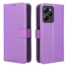 Leather Case Stands Flip Cover Holder BY1 for Xiaomi Poco X5 Pro 5G Purple