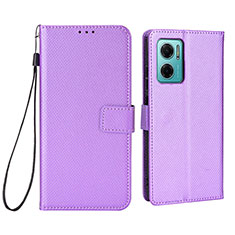 Leather Case Stands Flip Cover Holder BY1 for Xiaomi Redmi 10 5G Purple