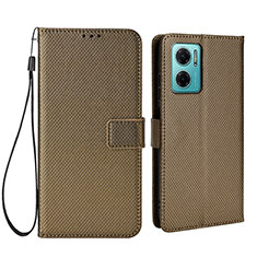 Leather Case Stands Flip Cover Holder BY1 for Xiaomi Redmi 11 Prime 5G Brown