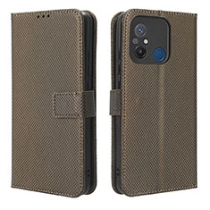 Leather Case Stands Flip Cover Holder BY1 for Xiaomi Redmi 11A 4G Brown