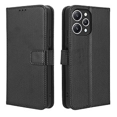 Leather Case Stands Flip Cover Holder BY1 for Xiaomi Redmi 12 4G Black