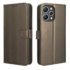 Leather Case Stands Flip Cover Holder BY1 for Xiaomi Redmi 12 4G Brown