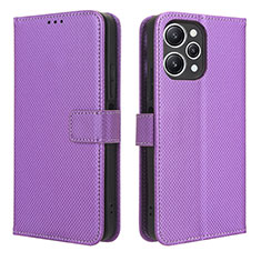 Leather Case Stands Flip Cover Holder BY1 for Xiaomi Redmi 12 4G Purple