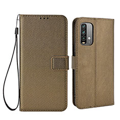 Leather Case Stands Flip Cover Holder BY1 for Xiaomi Redmi 9 Power Brown