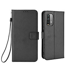 Leather Case Stands Flip Cover Holder BY1 for Xiaomi Redmi 9T 4G Black