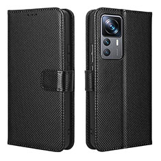 Leather Case Stands Flip Cover Holder BY1 for Xiaomi Redmi K50 Ultra 5G Black