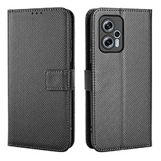 Leather Case Stands Flip Cover Holder BY1 for Xiaomi Redmi K50i 5G Black