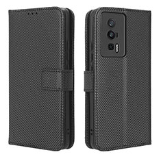 Leather Case Stands Flip Cover Holder BY1 for Xiaomi Redmi K60 5G Black