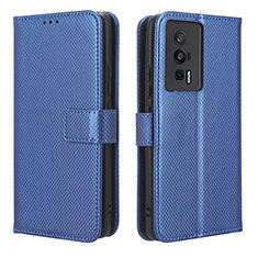 Leather Case Stands Flip Cover Holder BY1 for Xiaomi Redmi K60 Pro 5G Blue