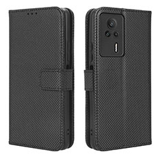 Leather Case Stands Flip Cover Holder BY1 for Xiaomi Redmi K60E 5G Black