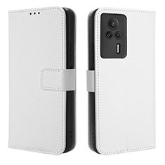 Leather Case Stands Flip Cover Holder BY1 for Xiaomi Redmi K60E 5G White