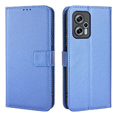 Leather Case Stands Flip Cover Holder BY1 for Xiaomi Redmi Note 11T Pro 5G Blue