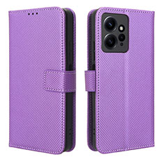 Leather Case Stands Flip Cover Holder BY1 for Xiaomi Redmi Note 12 4G Purple