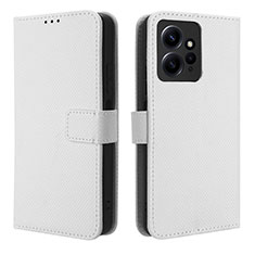 Leather Case Stands Flip Cover Holder BY1 for Xiaomi Redmi Note 12 4G White