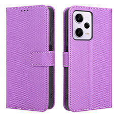 Leather Case Stands Flip Cover Holder BY1 for Xiaomi Redmi Note 12 Explorer Purple