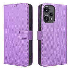 Leather Case Stands Flip Cover Holder BY1 for Xiaomi Redmi Note 12 Turbo 5G Purple