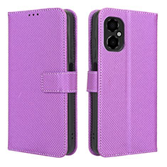 Leather Case Stands Flip Cover Holder BY1 for Xiaomi Redmi Note 12R Pro 5G Purple