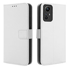 Leather Case Stands Flip Cover Holder BY1 for Xiaomi Redmi Note 12S White