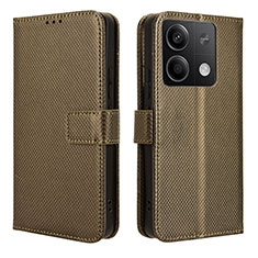 Leather Case Stands Flip Cover Holder BY1 for Xiaomi Redmi Note 13 5G Brown